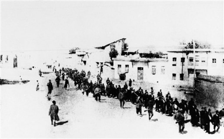 This is the scene in Turkey in 1915 when Armenians were marched long distances and said to have been massacred. The U.S. House of Representatives may vote next week on a measure that could damage U.S. relations with critical ally Turkey: a resolution declaring the World War I-era killings of Armenians a genocide. 